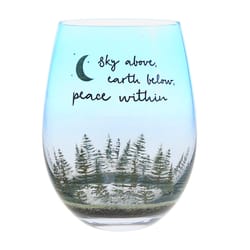 Pavilion Wild Woods Lodge 18 oz Blue/Clear Glass Stemless Wine Glass