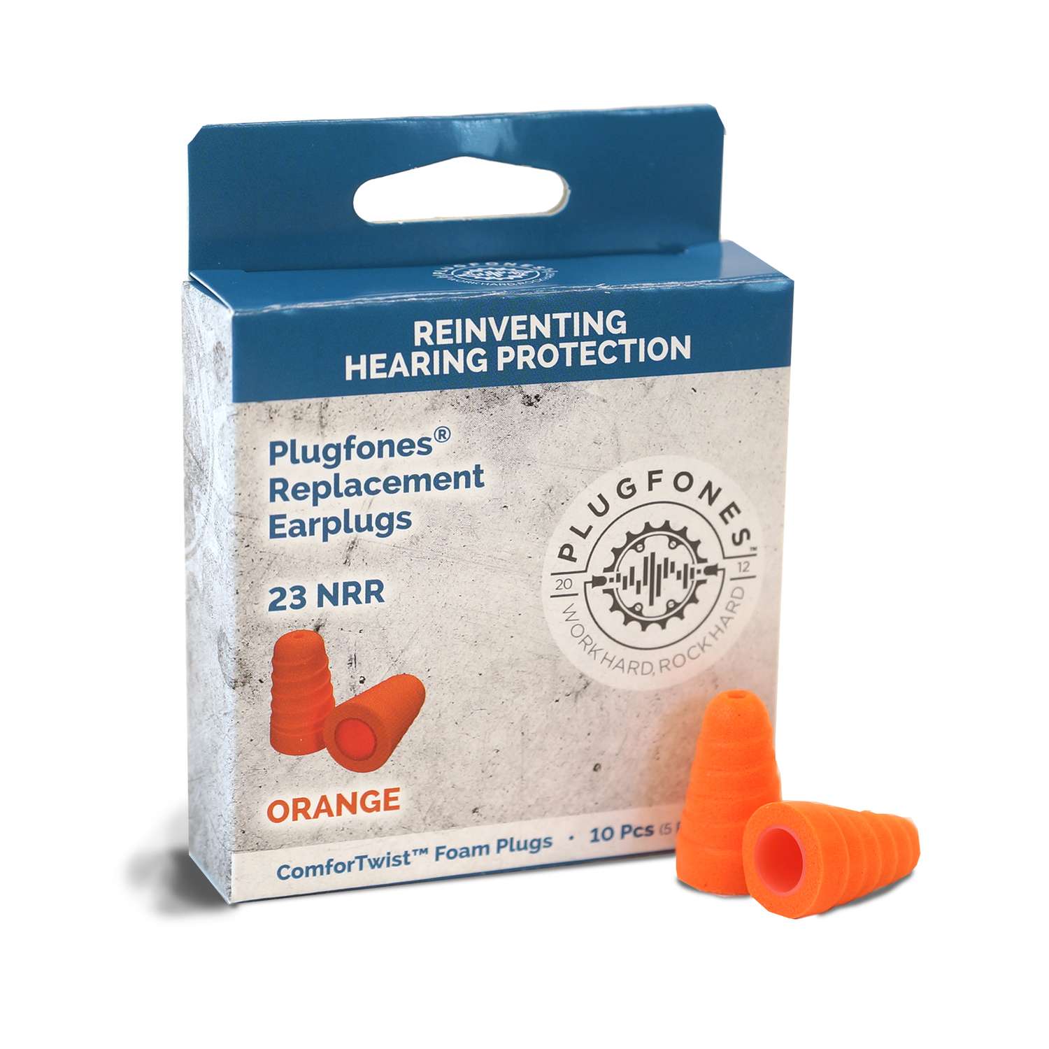 Plugfones ComforTwist 23 dB Soft Foam Replacement Ear Plugs Orange 5