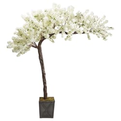 DW Silks 126 in. H X 119 in. W X 60 in. L Polyester White Cherry Blossom Tree In Wood Planter