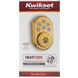 Kwikset SmartKey Polished Brass Metal Electronic Deadbolt