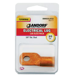 Jandorf 3/0 Ga. Uninsulated Wire Electrical Lug Copper 1 pk