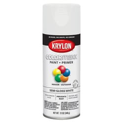 Krylon ColorMaxx Semi-Gloss White Paint + Primer Spray Paint 12 oz