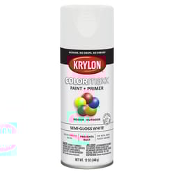 Krylon ColorMaxx Semi-Gloss White Paint + Primer Spray Paint 12 oz