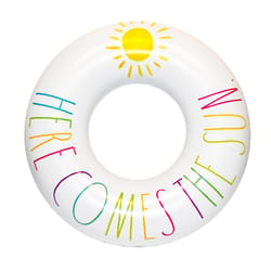 CocoNut Float Rae Dunn White PVC/Vinyl Inflatable Here Comes The Sun Floating Tube