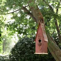 Glitzhome 13.23 in. H X 3.94 in. W X 4.53 in. L Metal and Wood Bird House