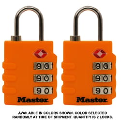 Master Lock 1-9/16 in. H X 5/8 in. W X 1-3/8 in. L Vinyl/Steel 3-Dial Combination Luggage Lock