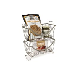 Spectrum Ashley 12.8 in. L X 6.5 in. W X 7.5 in. H Silver Stacking Basket