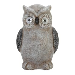 Summerfield Terrace Gray Polyresin 12 in. H Owl Solar Statue