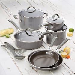 Rachael Ray Aluminum/Stainless Steel Cookware Set Gray