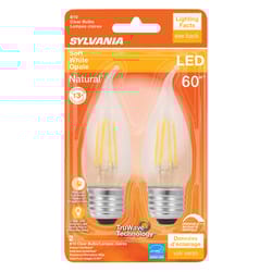 Sylvania Natural B10 E26 (Medium) LED Bulb Soft White 60 Watt Equivalence 2 pk
