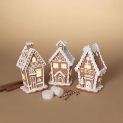 Gerson LED Brown/White Lighted Gingerbread Table Decor 7 in.