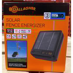 Gallagher S12 Solar-Powered Fence Energizer 4 mile (statute mile) Black