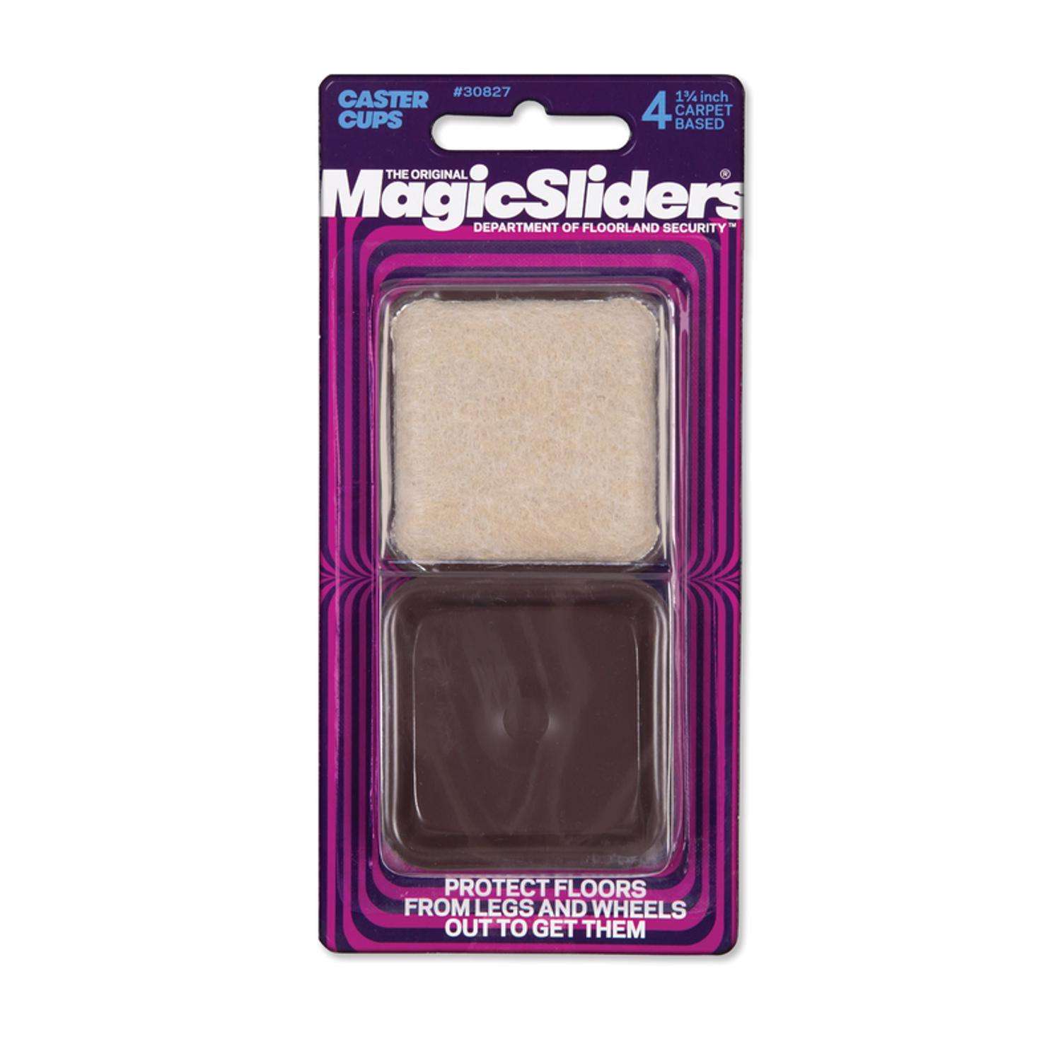 Magic Sliders Plastic Caster Cup Brown Square 13/4 in. W X 13/4 in. L