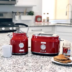 Haden Red Retro Stainless Steel 1.7 L Electric Tea Kettle