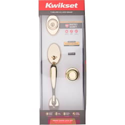 Kwikset SmartKey Chelsea/Cameron Polished Brass Entry Handleset KW1 1-3/4 in.