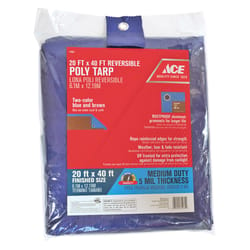 Ace 20 ft. W X 40 ft. L Medium Duty Polyethylene Tarp Blue/Brown