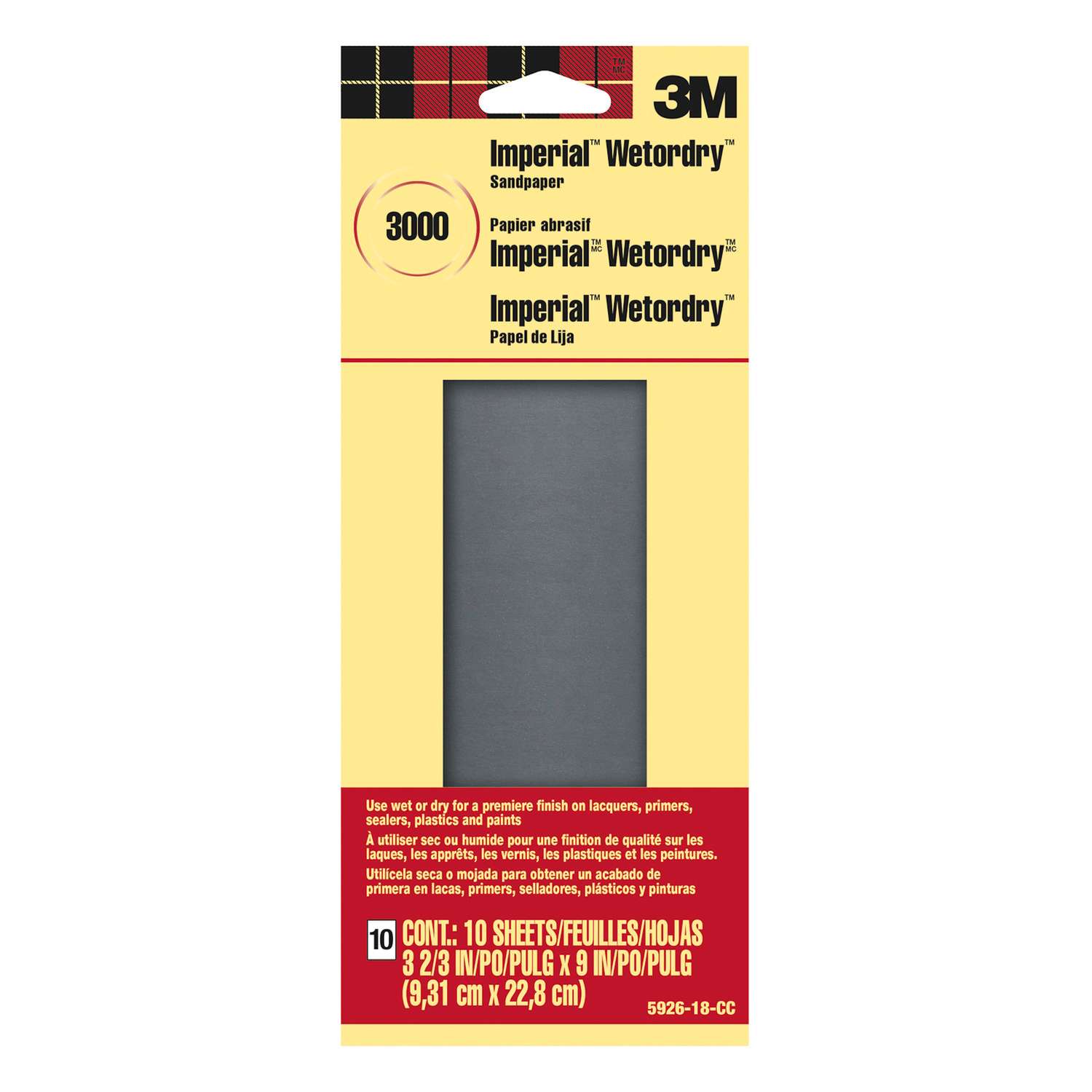 3M Imperial 9 in. L X 22/3 in. W 3,000 Grit Silicon Carbide Sanding