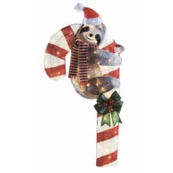 Sienna LED Warm White 4 ft. Sloth with Candy Cane Yard Decor