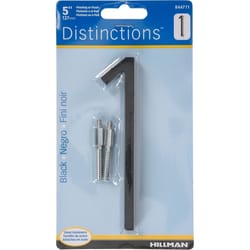 HILLMAN Distinctions 5 in. Black Steel Screw-On Number 1 1 pc