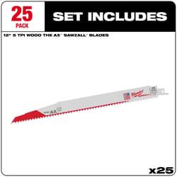 Milwaukee Ax 12 in. Bi-Metal Blade Set 5 TPI 25 pc