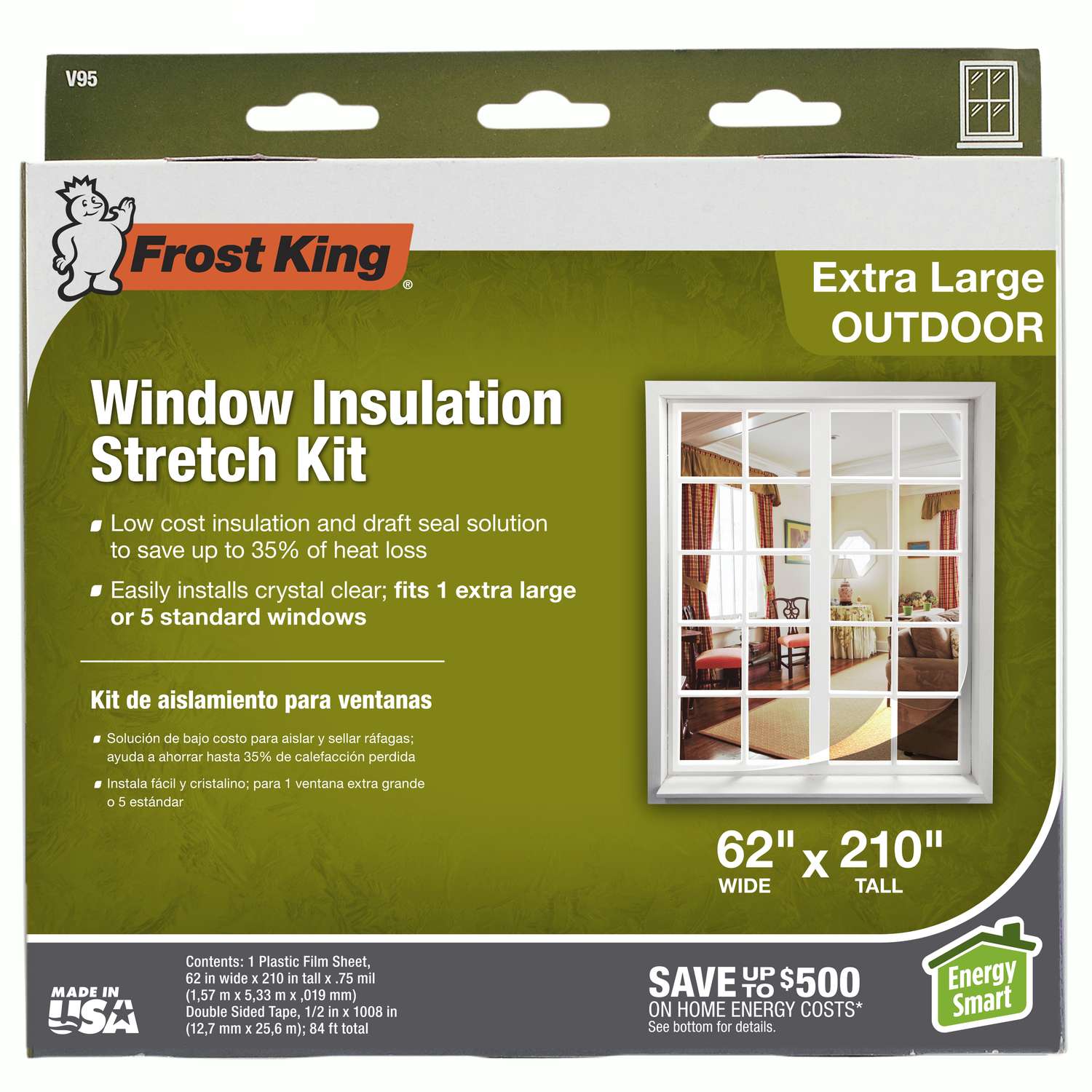 Frost King Clear Stretch Outdoor Window Film Insulator Kit 62 in. W X