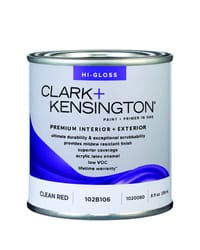 Clark+Kensington High-Gloss Clean Red Premium Paint Exterior and Interior 1/2 pt