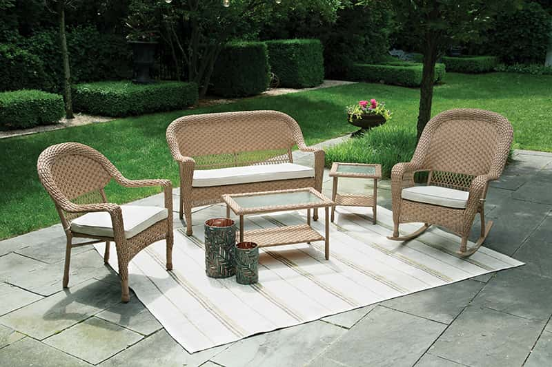 Tan rattan outdoor online furniture