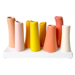 Chive Pooley 5 in. H X 7 in. L Glazed Papaya Ceramic Modern Bud 8-Tube Vase
