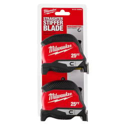 Milwaukee 25 ft. L X 1 in. W Compact Wide Blade Magnetic Tape Measure 2 pk