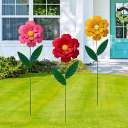 Glitzhome Multicolored Metal 39.5 in. H X 9.25 in. L Flower Outdoor Garden Stake