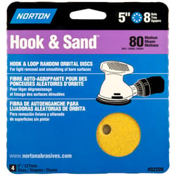 Norton Hook & Sand 5 in. Aluminum Oxide Hook and Loop A290 Sandpaper Vacuum Disc 80 Grit Coarse 4 pk
