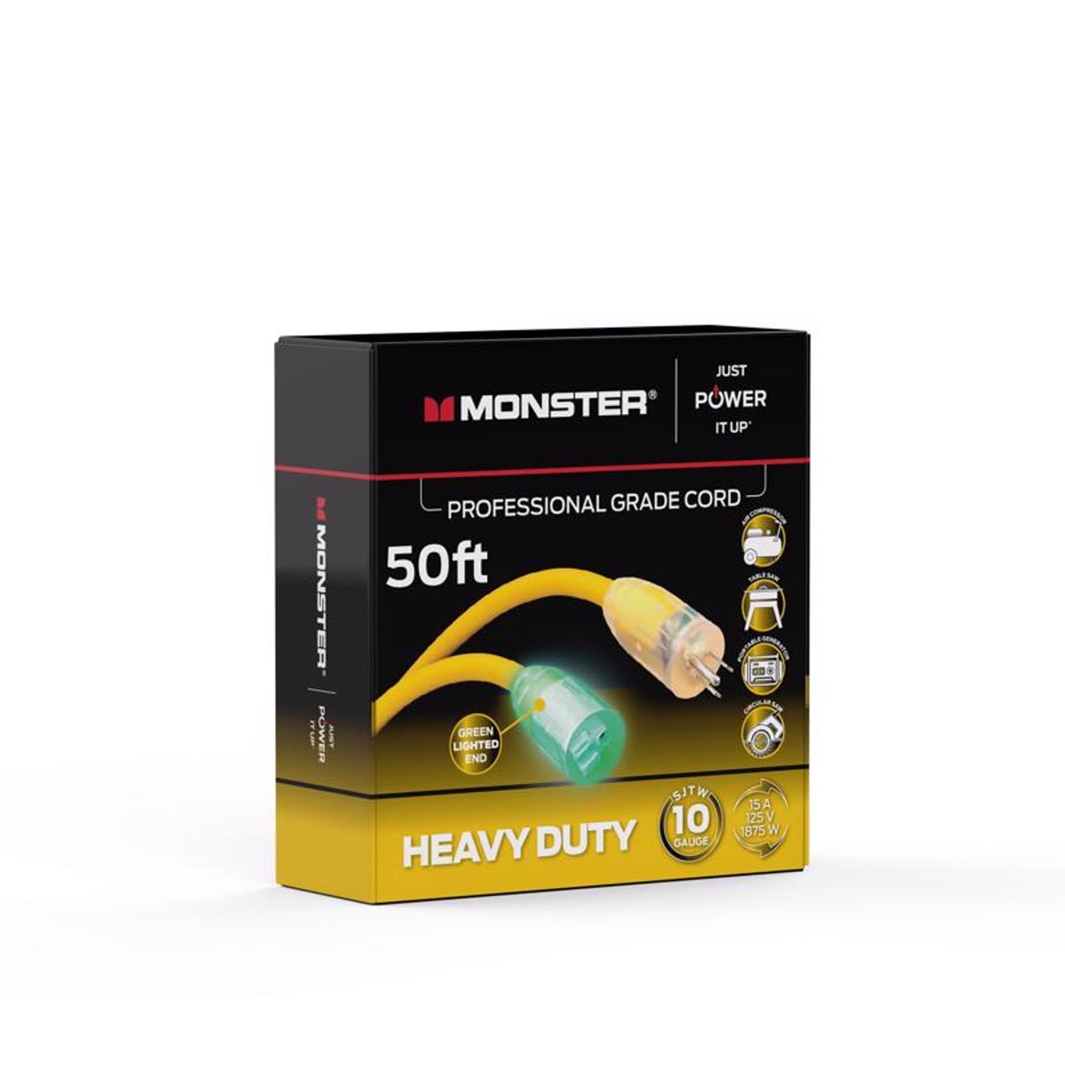 Monster Just Power It Up Outdoor 50 ft. L Yellow Extension