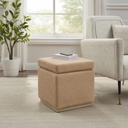 Linon Home Decor Stella Tan Sherpa Fabric Modern Ottoman 1 pk