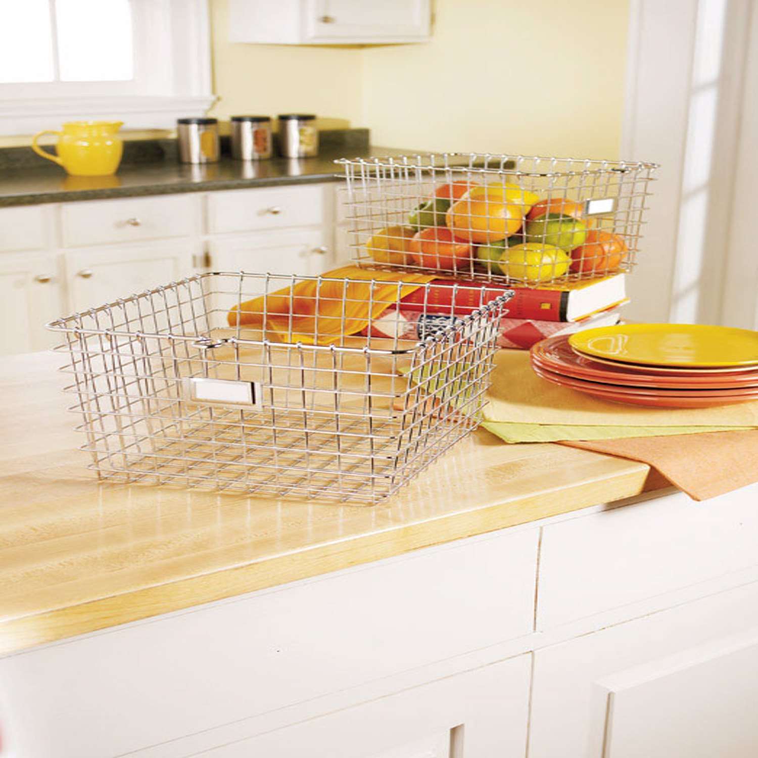 Under Shelf Basket, Veckle 4 Pack Under Shelf Wire Baskets Hanging Baskets Under Shelves Storage Rack for Kitchen Bookshelf Pantry Slide-in Baskets