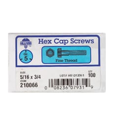 HILLMAN 5/16 in. D X 3/4 in. L Heat Treated Zinc Steel Hex Head Cap Screw 100 pk