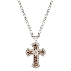 Montana Silversmiths Unisex Antiqued Scalloped Cross Silver Necklace Water Resistant