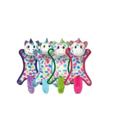 Multipet Cuddle Buddies Assorted Plush/Rubber Ball-Head Unicorns Dog Toy