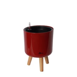 Algreen Products Modena 12.38 in. H X 8.5 in. D Plastic Planter with Stand Red