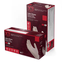 X3 Latex Disposable Gloves Medium Ivory Powder Free 100 pk