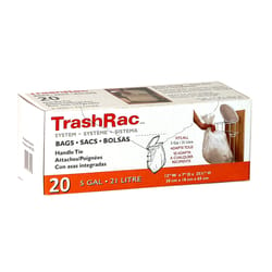 Trashrac 5 gal Trash Bags Handle Tie 20 pk 0.95 mil