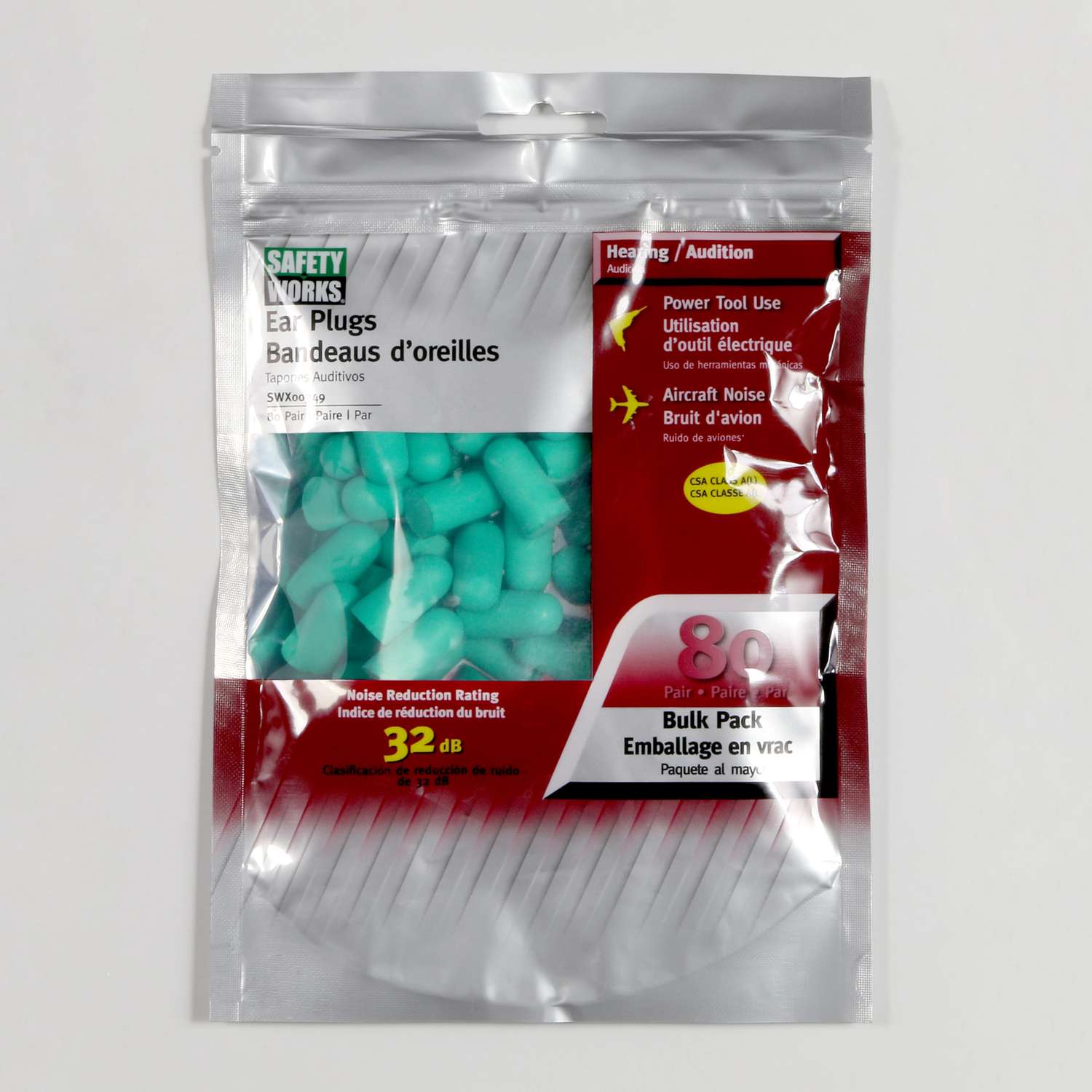 Safety Works 32 dB Soft Foam Earplugs Green 80 pair Ace Hardware