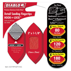 Diablo 3 in. L X 1-1/8 in. W 80 Grit Aluminum Oxide Detail Sanding Fingertips 15 pk