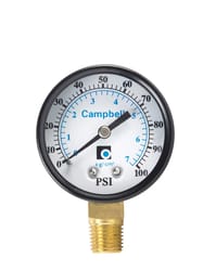 Campbell 2 in. Brass Pressure Gauge 100 psi