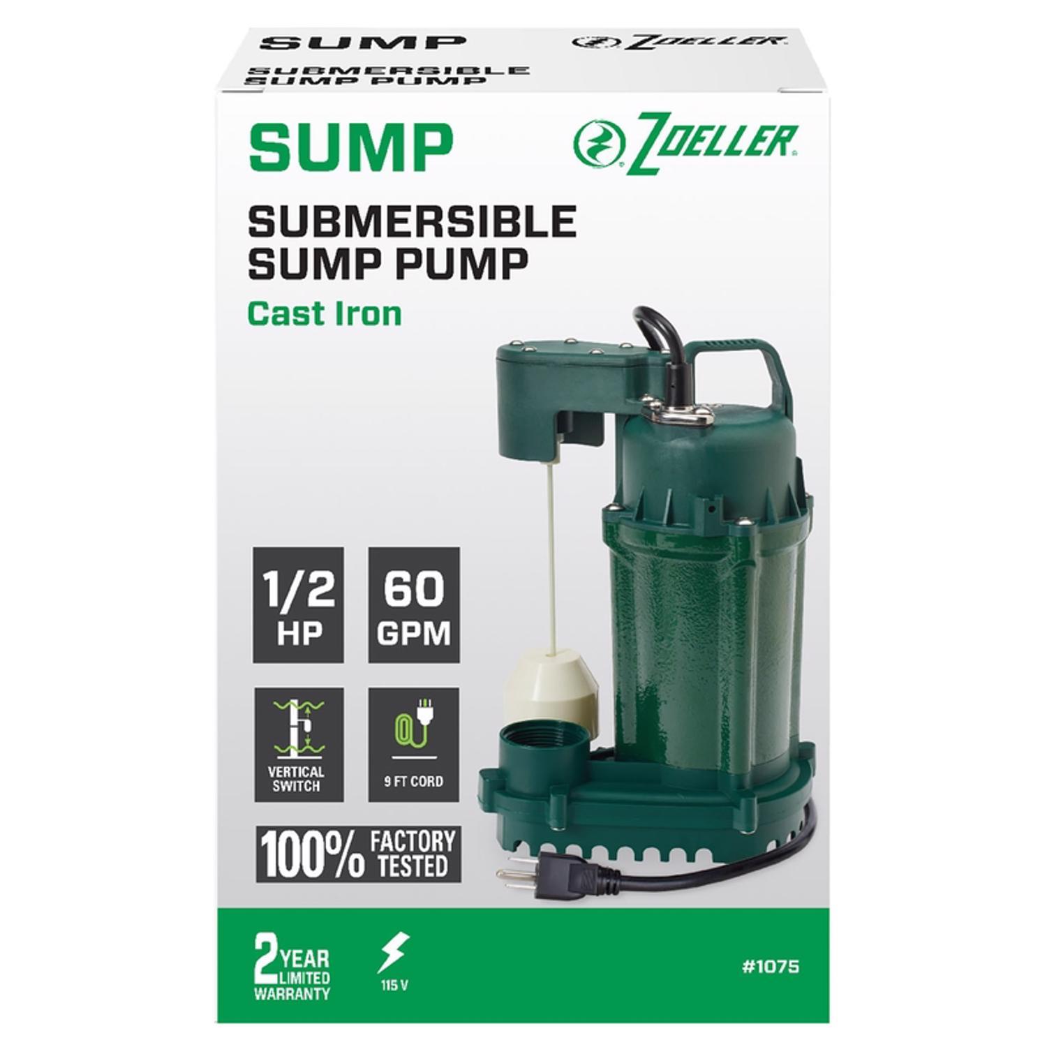 Photos - Submersible Pump Zoeller 1/2 HP 3600 gph Cast Iron Vertical Float Switch AC Submersible Sum