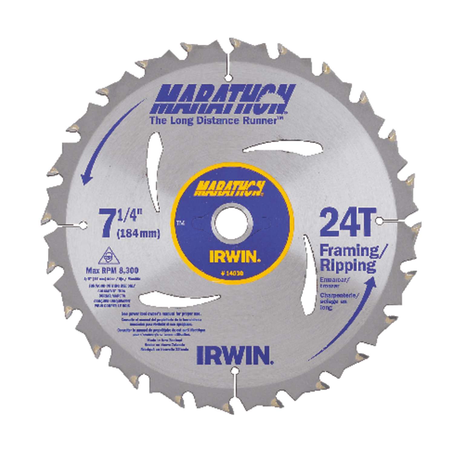 Irwin Marathon 71/4 in. Dia. x 5/8 in. Carbide Circular Saw Blade 24