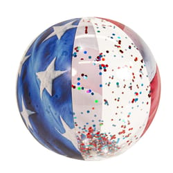 PoolCandy Multicolored PVC Inflatable Stars & Stripes Glitter Beach Ball