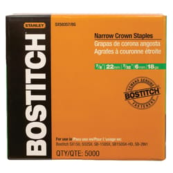 Bostitch 7/32 in. W X 7/8 in. L 18 Ga. Narrow Crown Staples 5000 pk