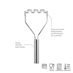 Tovolo Oyster Gray Silicone/Stainless Steel Potato Masher