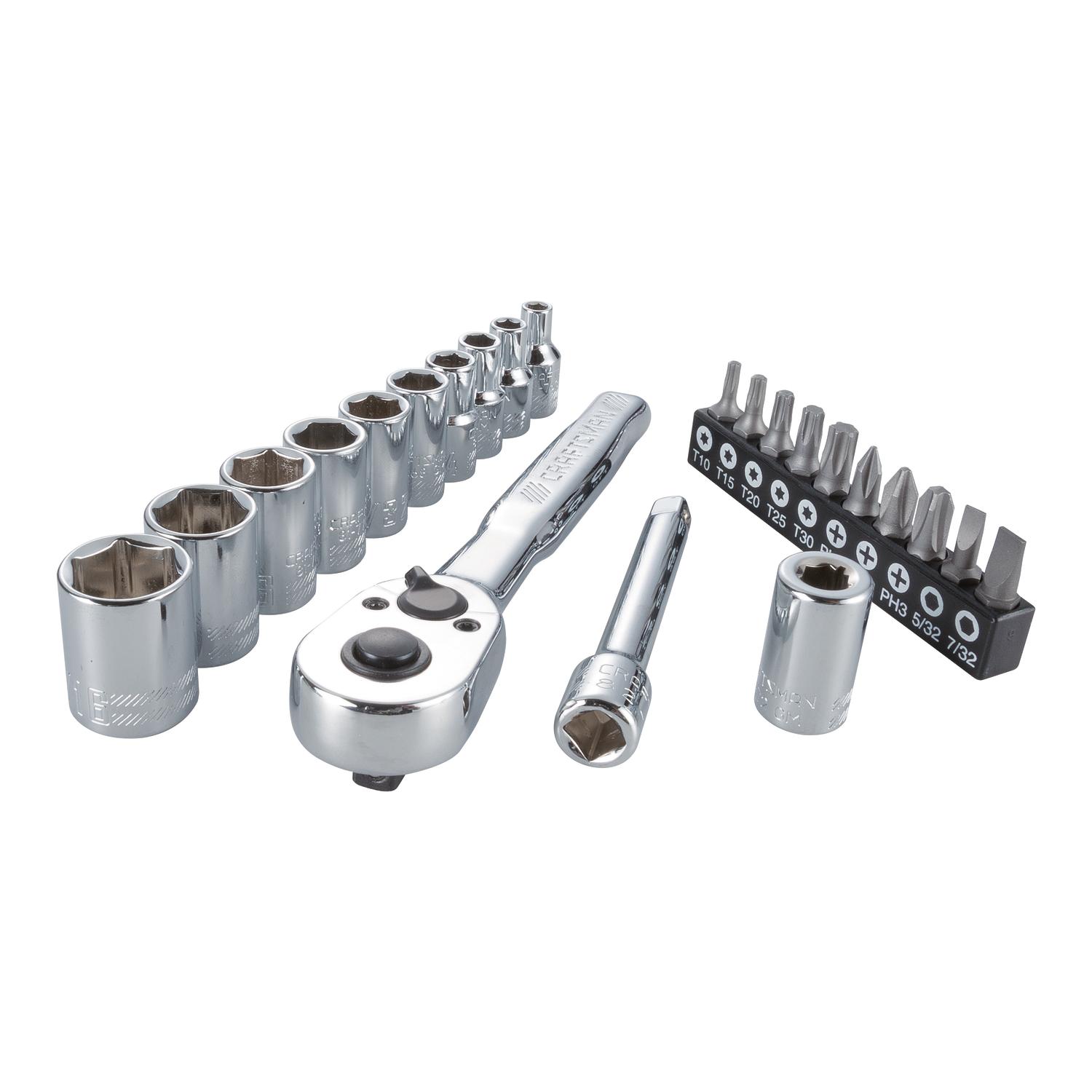 Craftsman 1/4 in. drive Metric 6 Point Nano Mechanic's Tool Set 24 pc.