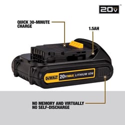 DeWalt 20V MAX DCB201 1.5 Ah Lithium-Ion Compact Battery 1 pc